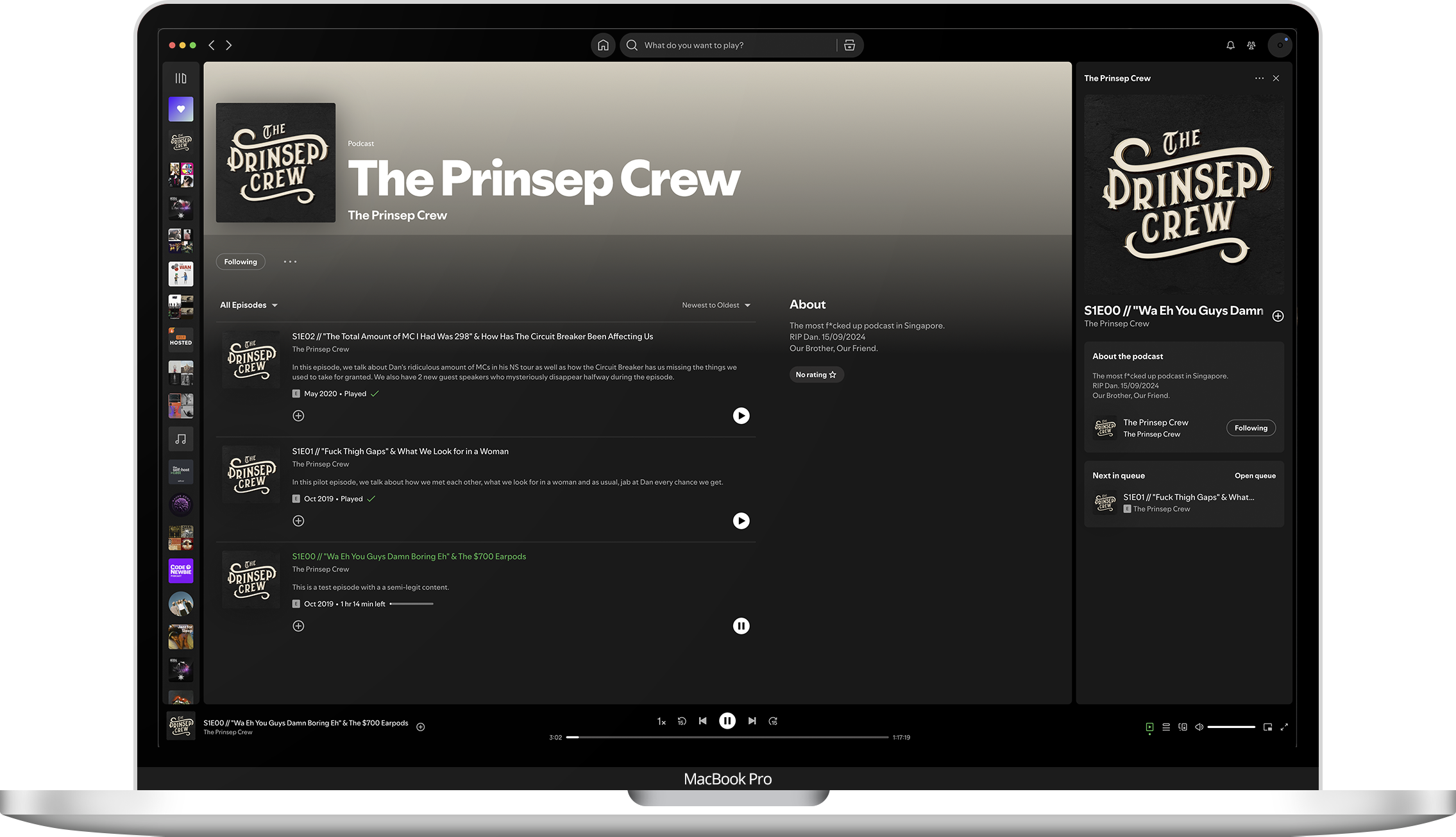 The Prinsep Crew Spotify Page Shot