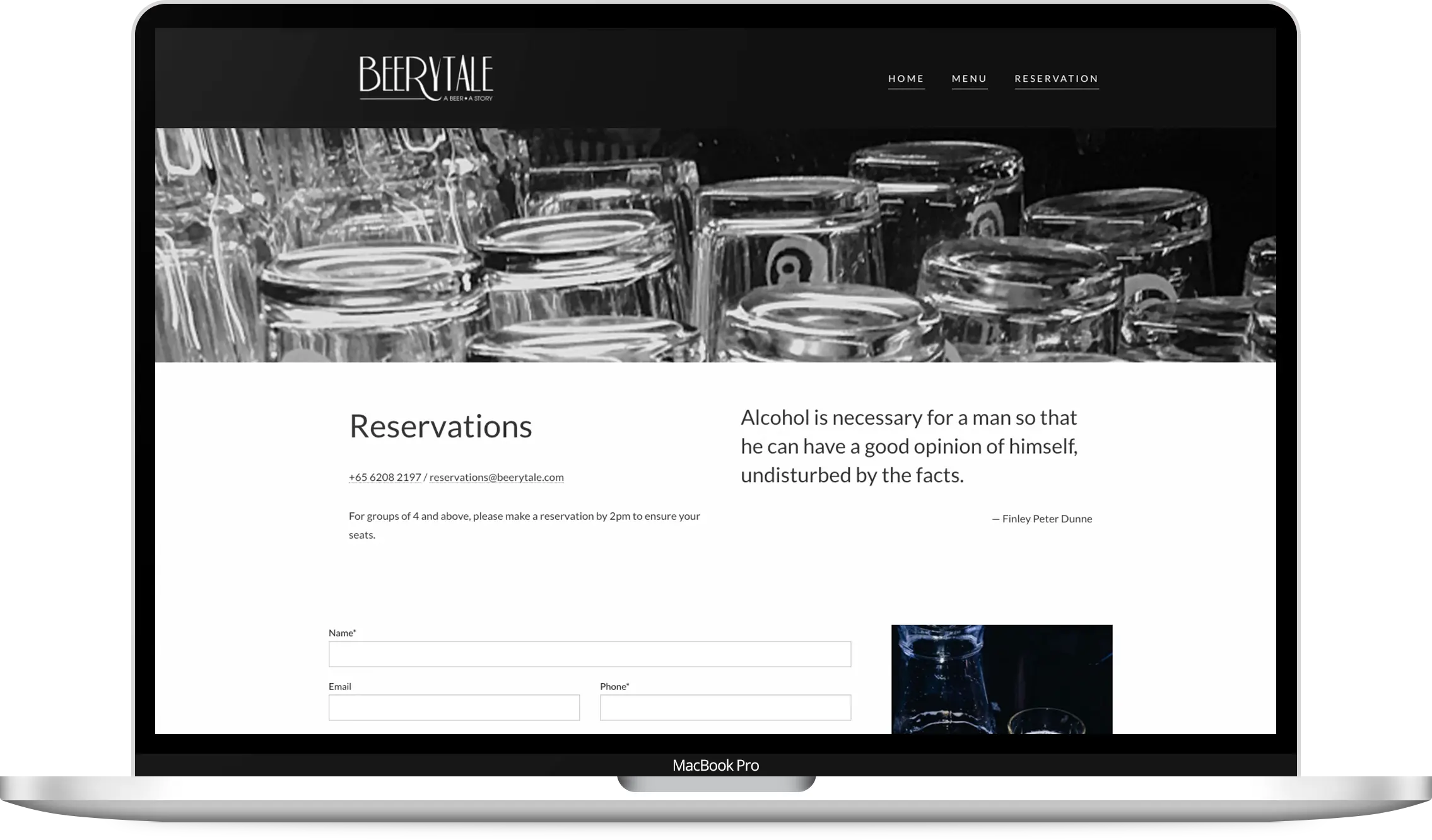 Beerytale Drinks Reservations Page